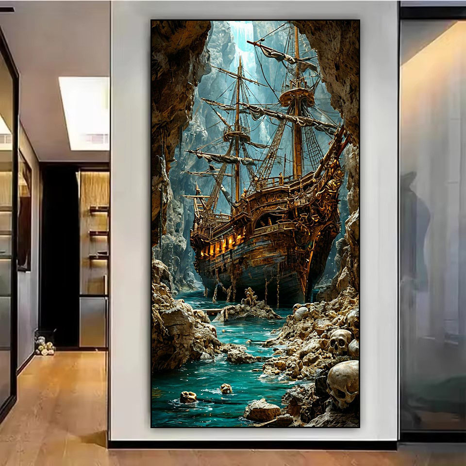 Resin Craft Kit - 5d Diy Diamond Schilderen Piratenschip Schedel