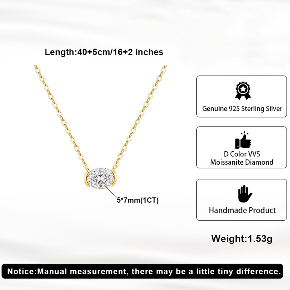 1CT Ovaal Geslepen Moissanite  - Bezels Set Pendant recensie en prijs